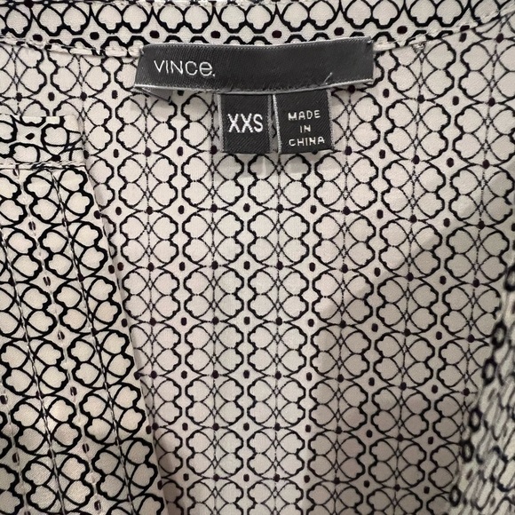 Vince 100% Silk trapunto Sheath GEOMETRIC tunic wide dress size XXS - Picture 4 of 11